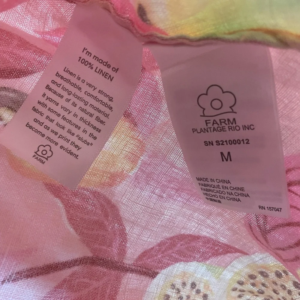 NWT FARM Rio Pink Linen Dress with Fruit Motif - Picture 8 of 8